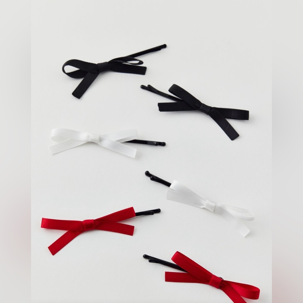 NWT Satin Bow Hair Slide 6-Pack Set - Picture 2 of 3